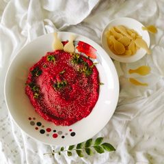 A picture of Beetroot hummus.