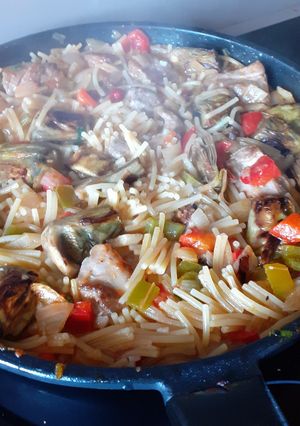 Una foto de Fideos a la cazuela con verduras