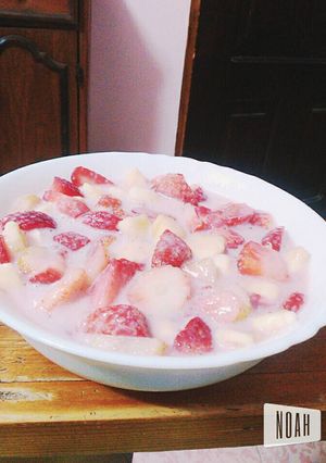 صورة لوصفة فخفخينا بالموز والفراوله✋😋