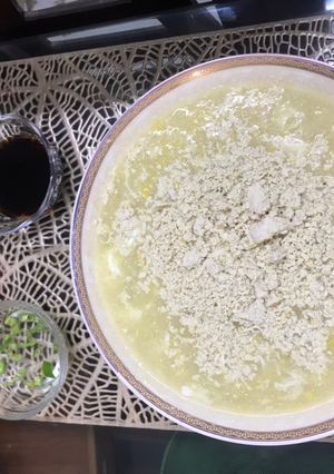 A picture of Chicken corn soup 🍜.