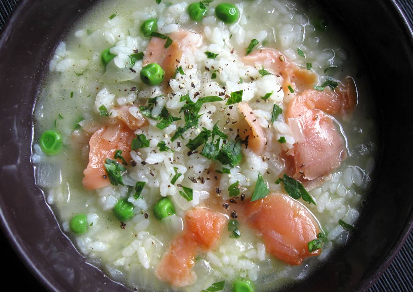 Smoked Salmon Rice Soup