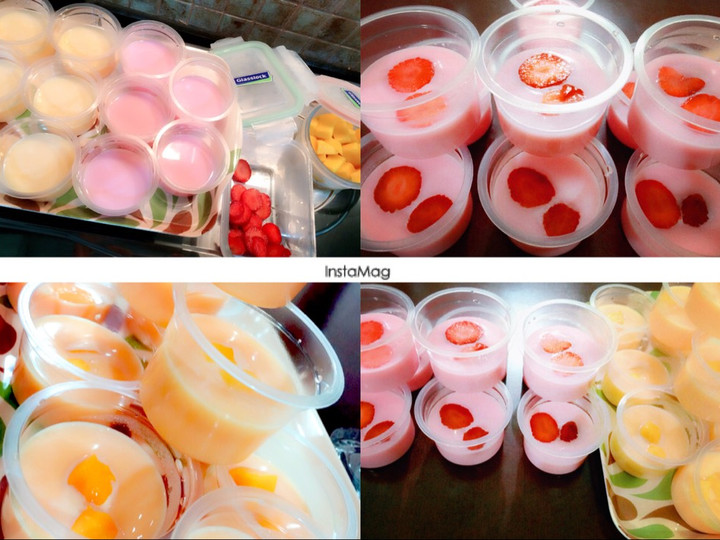 Langkah Mudah untuk Menyiapkan Silky pudding rasa mangga dan strawberry, Menggugah Selera