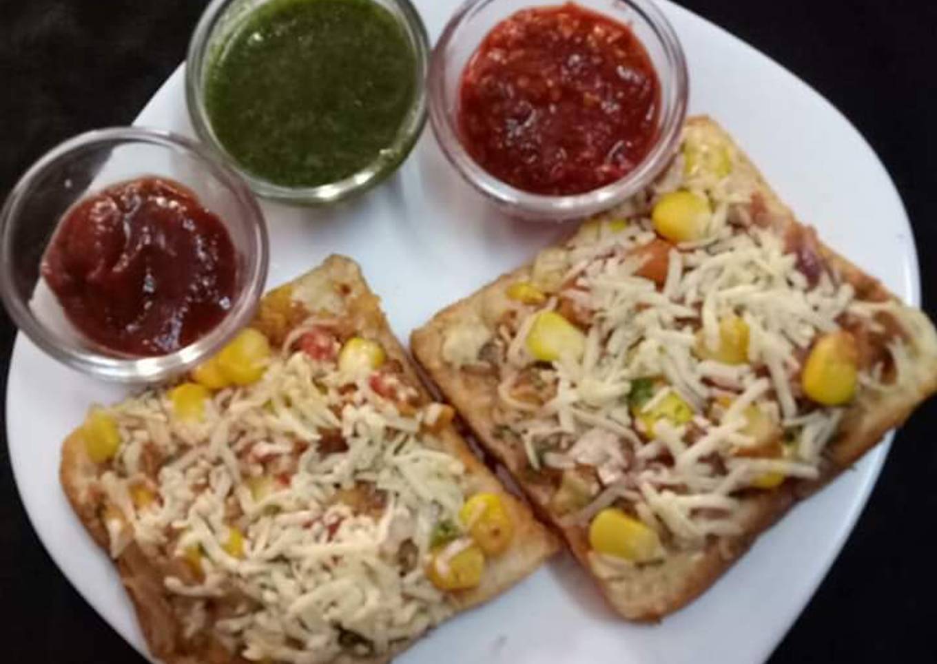 Corn cheese open sandwich