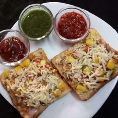 Corn cheese open sandwich A picture of Corn cheese open sandwich.