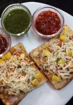 A picture of Corn cheese open sandwich.