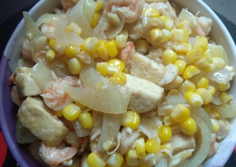 Udang tahu jagung manis saus tiram