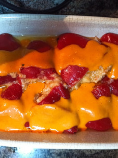 Una foto de Pimientos de piquillo rellenos de gambas y surimi Thermomix