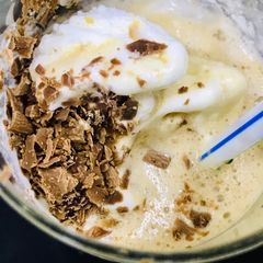A picture of Caramel Affogato coffee Italian dessert.