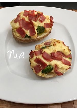 Foto resep Baked potato with cheese turkey