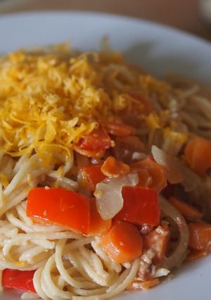 Foto resep Spageti carbonara keju Turki