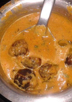 A picture of Brinjal tamarind gravy.