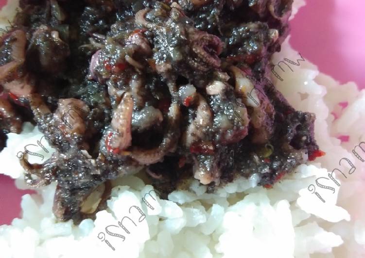 Resep Cumi masak hitam bumbu ulek, Enak Banget