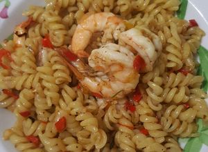 Foto resep Fusilli Prawn Aglio Olio