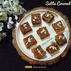 Sattu Coconut Burfi A picture of Sattu Coconut Burfi.