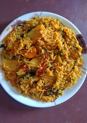 A picture of Vegetable Biryani.