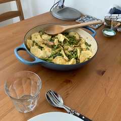 A picture of Spring Lemon Ravioli - Asparagus, Zucchini and Peas.
