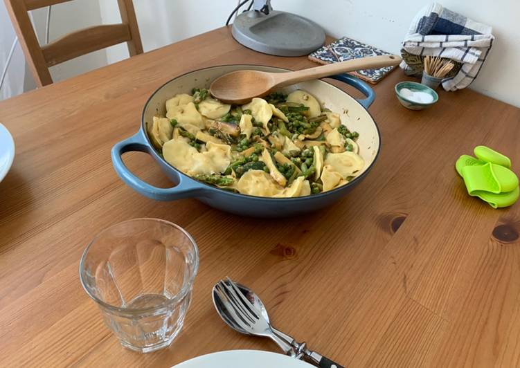 Steps to Prepare Any-night-of-the-week Spring Lemon Ravioli - Asparagus, Zucchini and Peas