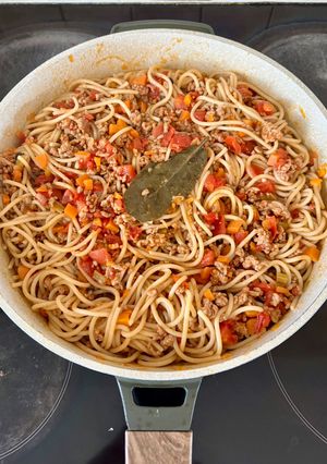 Φωτογραφία της συνταγής 🍝Μπολονέζ με κιμά ανάμεικτο και σπαγγέτι ολικής