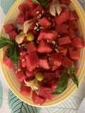 Postre de verano: Sandía y melón, con frutos secos