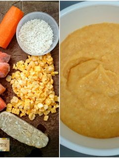 Foto resep MPASI - 8M+ Bubur Salmon Tempe Wortel Jagung