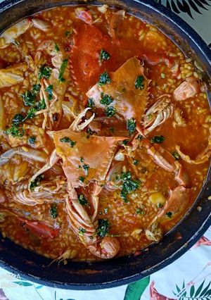 Una foto de Arroz meloso de cangrejo azul