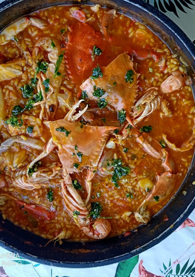 Una foto de Arroz meloso de cangrejo azul