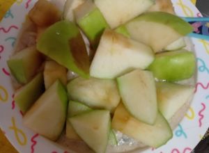 Una foto de Avena de pera y manzana