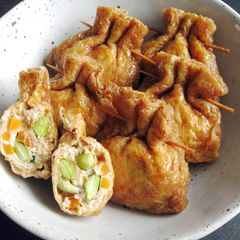 A picture of Chicken Mince in Abura-age (Thin Fried Tofu).