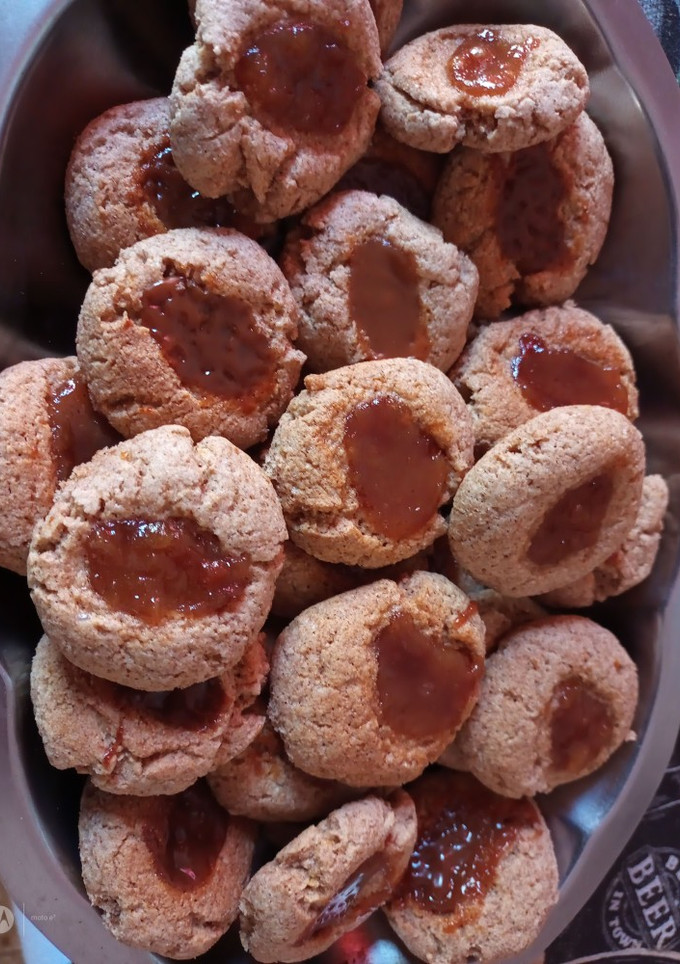 Una foto de Pepas integrales sin huevo de batata y dulce de leche