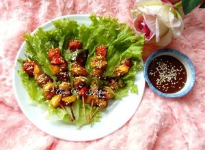 Hình của món Xiên thịt nướng rau củ.