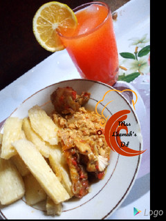 A picture of Yam and Egg Sauce.