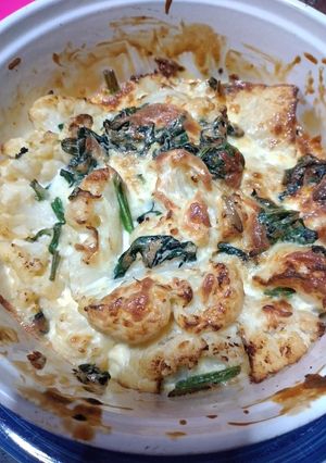 Una foto de Frittata de coliflor y espinacas keto