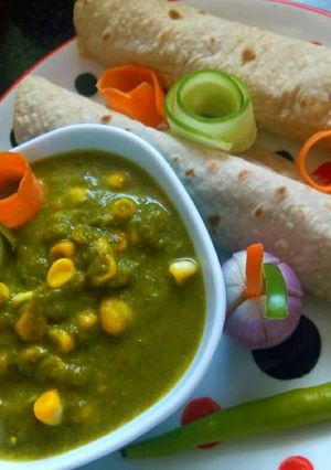 A picture of Corn palak sabji.