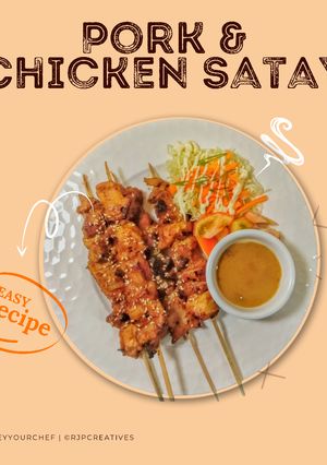 A picture of Pork and Chicken Satay.