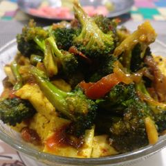 A picture of Broccoli with tofu.