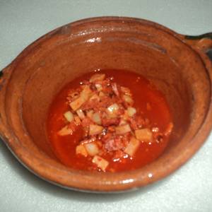 Chorizo y papas con caldillo de jitomate, no pica, a la Mexicana las Correa