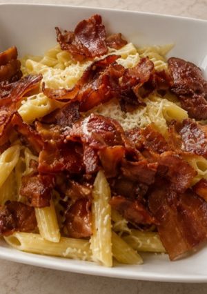 Zdjęcie przepisu Makaron penne Alfredo.