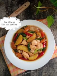 Foto resep Ayam & Kentang Masak Pedas Asam Manis