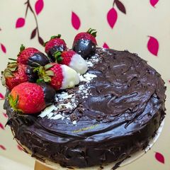 A picture of Whole Wheat Eggless Dark Chocolate cake using Jaggery and Curd.