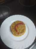 Arroz con habas y pavo frito