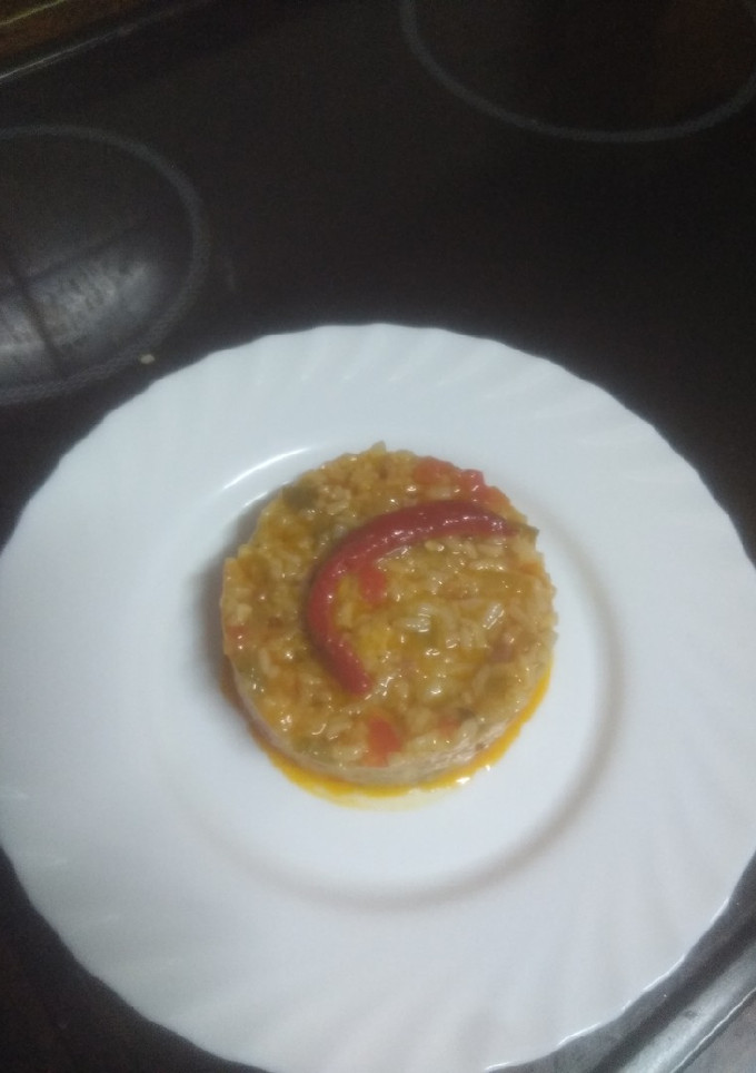 Una foto de Arroz con habas y pavo frito