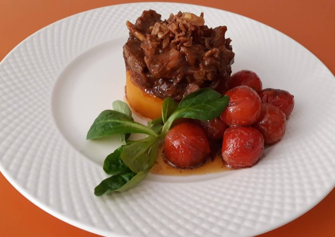 Carrillada con calabaza