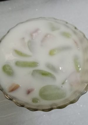 மில்க் க்ரீமி ப்ரூட்ஸ்(milk creamy fruits recipe in tamil) செய்முறை முக்கிய புகைப்படம்