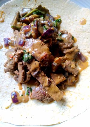 A picture of Minute steak wrapped.