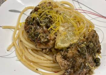 Popular Recipe Chicken Piccata over Lemon Basil Pasta Most Delicious