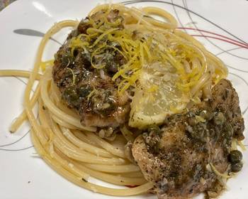 Easy Fast Cooking Chicken Piccata over Lemon Basil Pasta Very Delicious