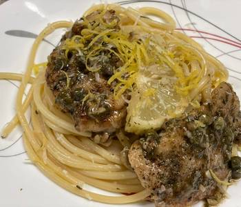 Fresh, Serving Recipe Chicken Piccata over Lemon Basil Pasta Restaurant Style