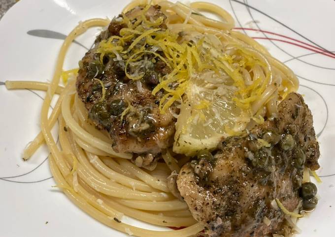 Simple Way to Prepare Quick Chicken Piccata over Lemon Basil Pasta