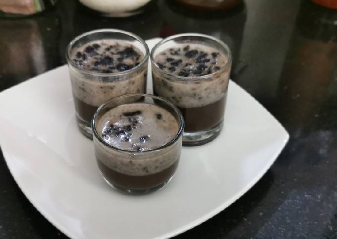 Puding coklat milo oreo susu