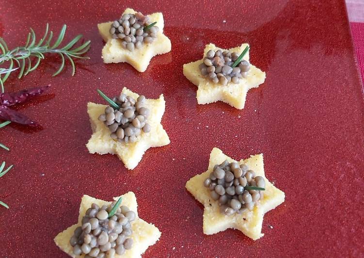 Stelline di polenta con lenticchia